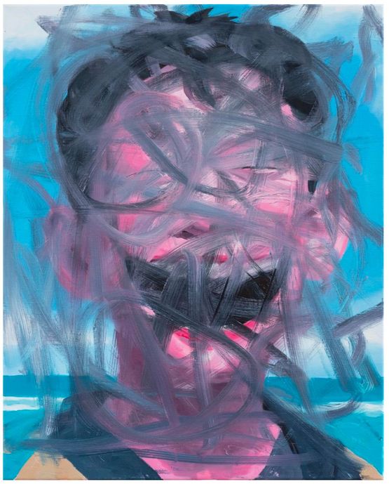 The Crowd by Yue Minjun contemporary artwork Painting