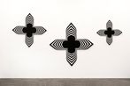 Black Paintings triptych by Philippe Decrauzat contemporary artwork Painting