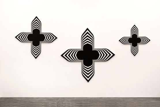 Black Paintings triptych by Philippe Decrauzat contemporary artwork Painting