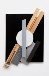 Untitled Black Diagonal Konstruction with Fork by John Nixon contemporary artwork mixed media