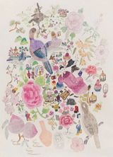 Lotus Flowers by Wang Mengsha contemporary artwork painting works on paper