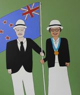 Nana and Grandad 1994 New Zealand Gothic by Ayesha Green contemporary artwork painting works on paper