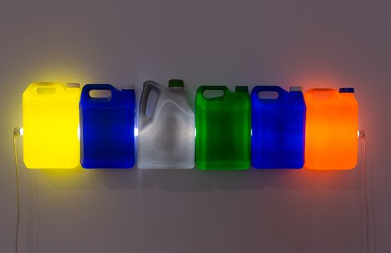 Strait Yellow Blue Grey Green Blue Orange by Bill Culbert contemporary artwork Installation