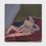 Nude on Red Couch by Janice Nowinski contemporary artwork painting works on paper
