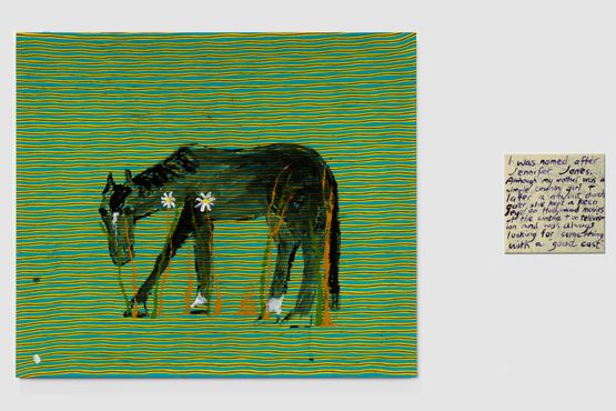 Horse eating by Jenny Watson contemporary artwork Painting