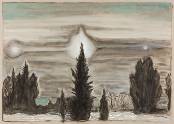 three suns by Billy Childish contemporary artwork Painting