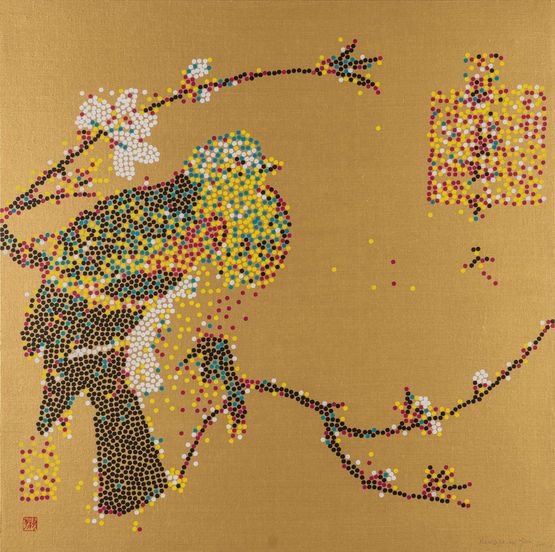 CMYK - Gold Flowers and Birds No.3 by Yang Mian contemporary artwork Painting