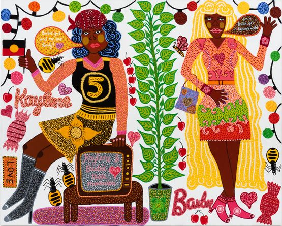 Anangu Barbie Girl by Kaylene Whiskey contemporary artwork Painting