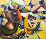 Homesick by Lionel Mbayiwa contemporary artwork mixed media painting