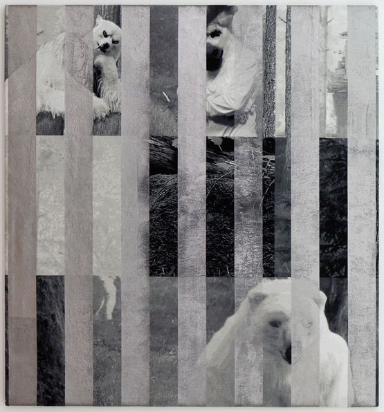 Hidden Until Circumstances Are Suitable Polar Bear and Wolf by Goshka Macuga contemporary artwork Textile