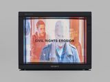 TV Text  Image CIVIL RIGHTS EROSION by Gretchen Bender contemporary artwork moving image
