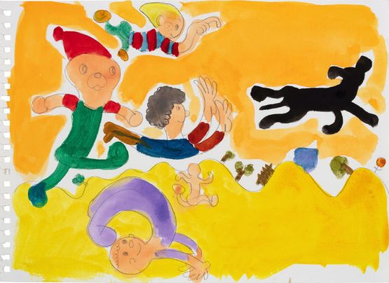 Runing Kids by Song Ta contemporary artwork Painting