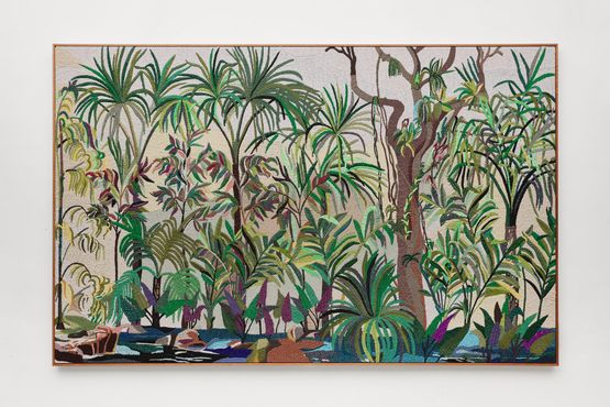 Minha terra tem palmeiras My land has palm-trees by Mucki Botkay contemporary artwork Textile
