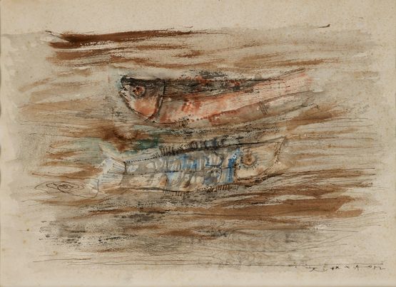 Two Fish by Zao Wou-Ki contemporary artwork Works on Paper