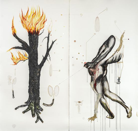 Never a rain in the same place by Mithu Sen contemporary artwork Works on Paper