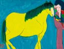 Oriental Beauty with a Bright Yellow Horse by Walasse Ting contemporary artwork Painting