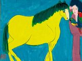 Oriental Beauty with a Bright Yellow Horse by Walasse Ting contemporary artwork painting