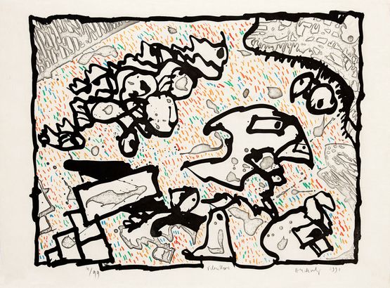 Vibrions couleur by Pierre Alechinsky contemporary artwork Print