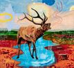 Sun Dog and the Ghost Trees by Norman Akers contemporary artwork Painting