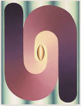 Linked Lingam in purple yellow and green by Loie Hollowell contemporary artwork painting