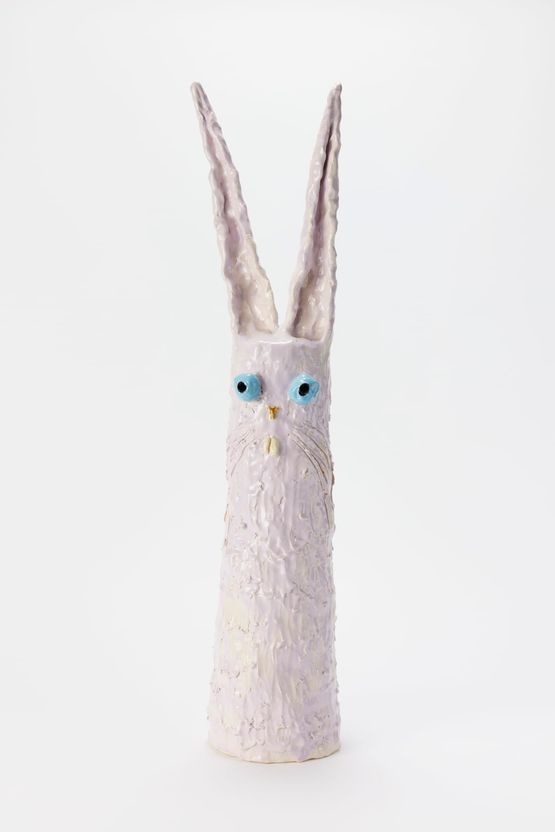 Pointy pink rabbit by Charlotte Le Brocque contemporary artwork Sculpture
