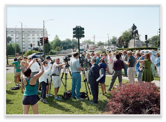 Fragment IV The Monumental Task Committee press conference and demonstration by descendants of General P.G.T. Beauregard New Orleans Louisiana from Silent General by An-My Le contemporary artwork Print