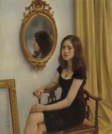 The Girl in front of the Mirror by Pang Maokun contemporary artwork painting
