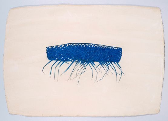 Blue Coconut Palm Leaf by Desmond Lazaro contemporary artwork Painting