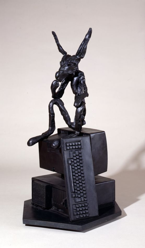 Thinker on Computer by Barry Flanagan contemporary artwork Sculpture