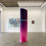 Untitled pink column by Yanis Khannoussi contemporary artwork mixed media sculpture