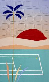 Sunset on a tennis court by Ben Arpea contemporary artwork painting