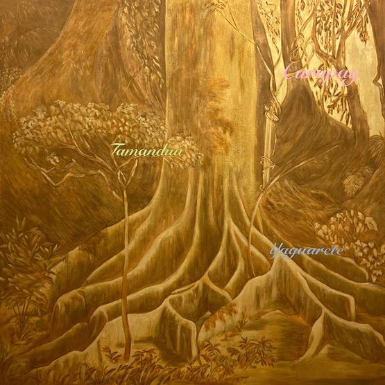Cut forest with and old fig tree by Gabriela Bettini contemporary artwork Painting