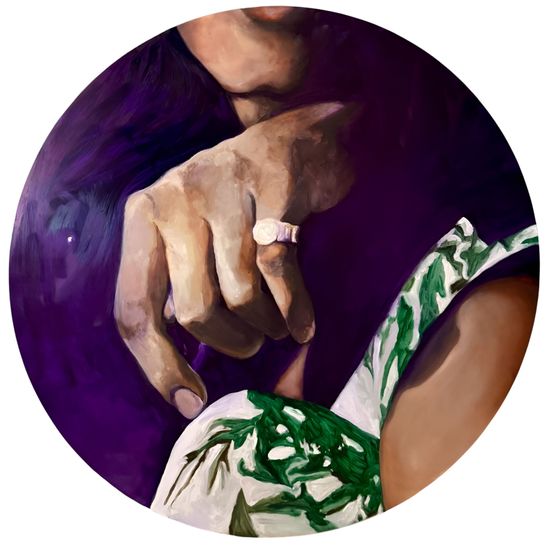 His left hand is under my head after the Song of Songs by Bhasha Chakrabarti contemporary artwork Painting