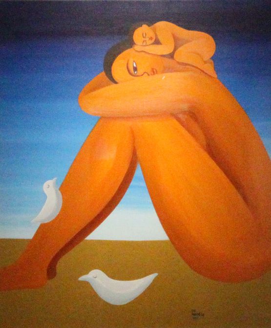 Mother and Child by Jung Kangja contemporary artwork Painting