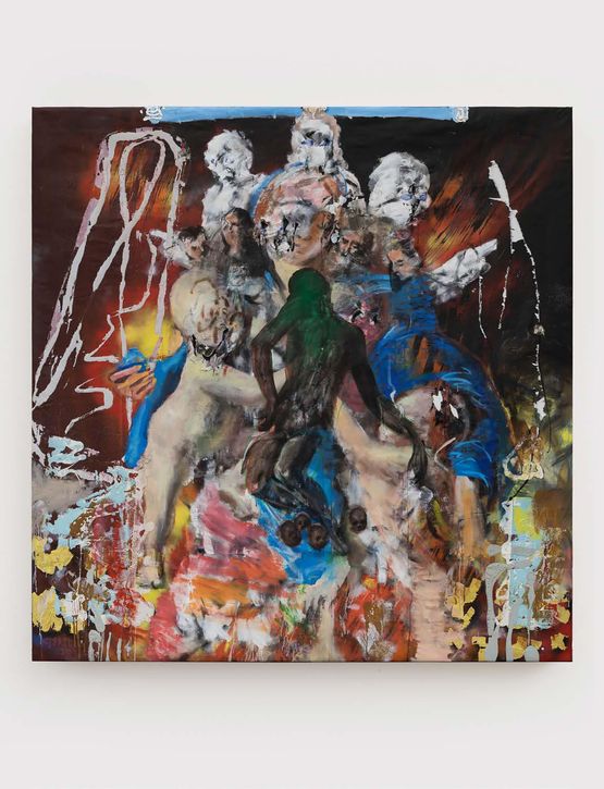 Figures On Top Of The Ruined Background by Zhou Yilun contemporary artwork Painting