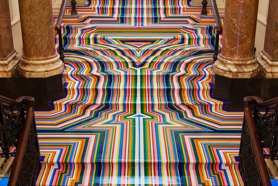 Zobop Colour Stairs by Jim Lambie contemporary artwork Installation