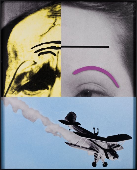 Raised Eyebrows Furrowed Foreheads Airplane Falling by John Baldessari contemporary artwork Mixed Media