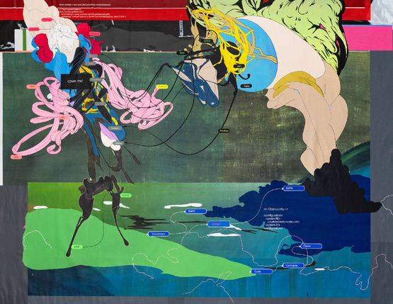 Two People Talking Across the Edge by Zhong Wei contemporary artwork Painting