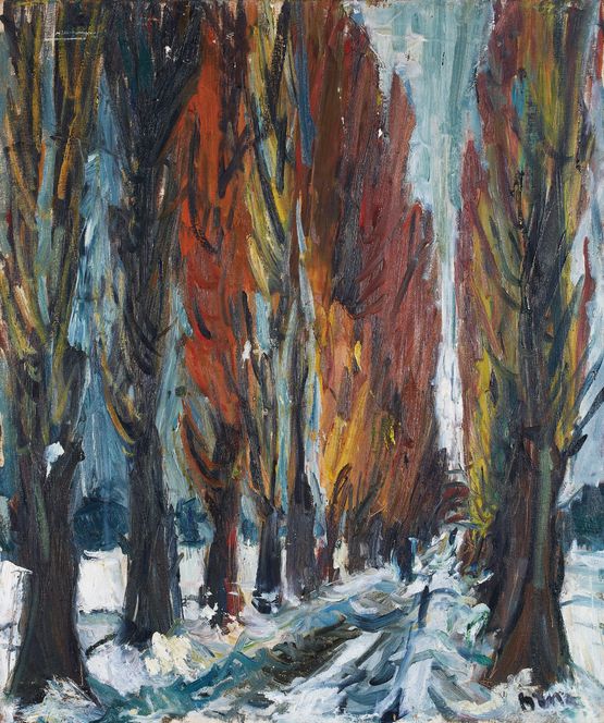 Row of poplar trees by Kazuharu Hanada contemporary artwork Painting