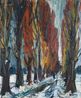 Row of poplar trees by Kazuharu Hanada contemporary artwork Painting