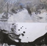 Full Moon at West Lake S027  S027 by Lan Zhenghui contemporary artwork works on paper