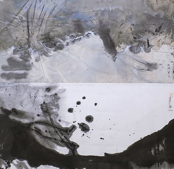 Full Moon at West Lake S027  S027 by Lan Zhenghui contemporary artwork Works on Paper