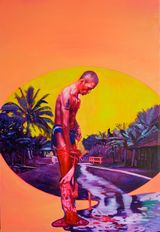 Membasuh protes by Zico Albaiquni contemporary artwork painting works on paper