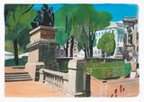 Barcelona Placa de Catalunya by Marc Desgrandchamps contemporary artwork painting works on paper