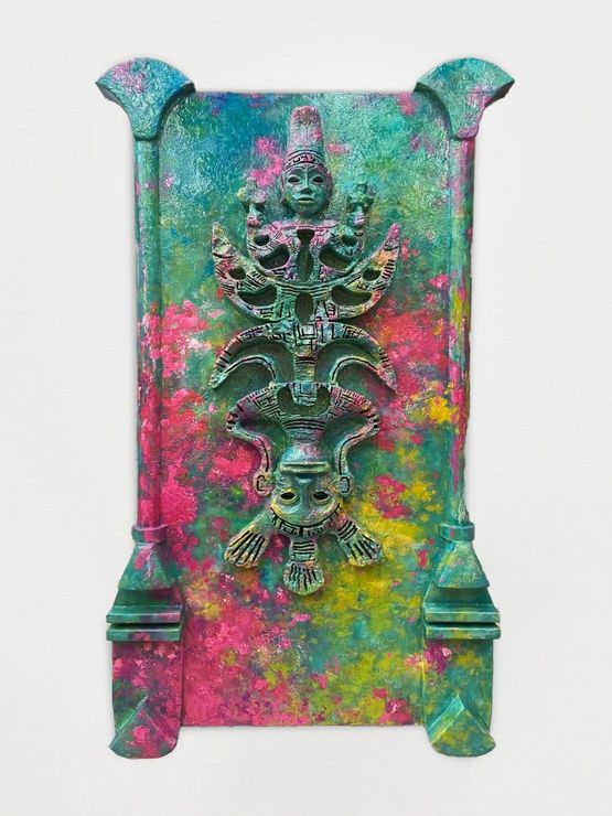 reve cauchemar trauma et insomnie sueur secretion et bactterie rejet et desir dos a dos nous avons passe la nuit a reflechir a nos archeologies du futur scotomisation vielle relique rame by Julien Creuzet contemporary artwork Mixed Media