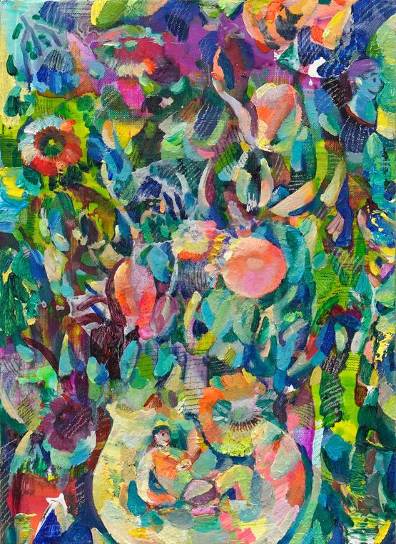 red flower by Ayumu Yamamoto contemporary artwork Painting