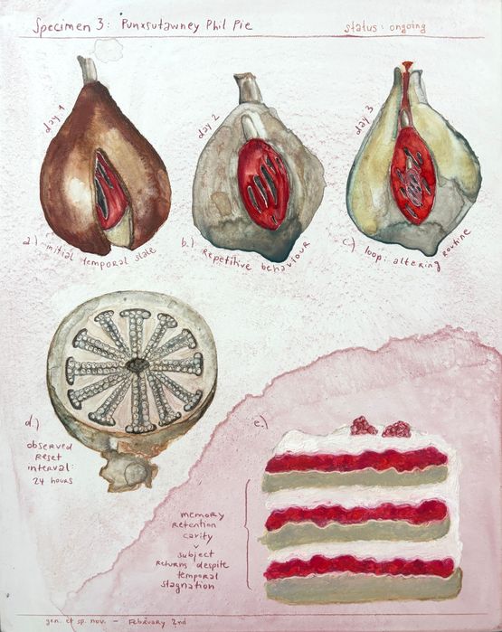 Specimen No. 3 Punxsutawney Phil Cake by Bianca Kennedy contemporary artwork Drawing