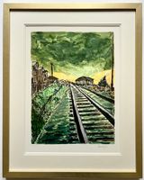 Train Tracks Green by Bob Dylan contemporary artwork print