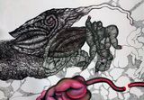 Blooded flowerscape by Pakkiyarajah Pushpakanthan contemporary artwork works on paper