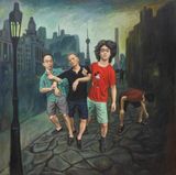 A Night Out for the Football Team by Qin Qi contemporary artwork painting